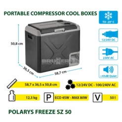 Frigo Congelatore Portatile Brunner Polarys Freeze SZ 50 -Bruner Campeggio Negozio frigo congelatore portatile brunner polarys freeze sz 50 bivalente compressione 18
